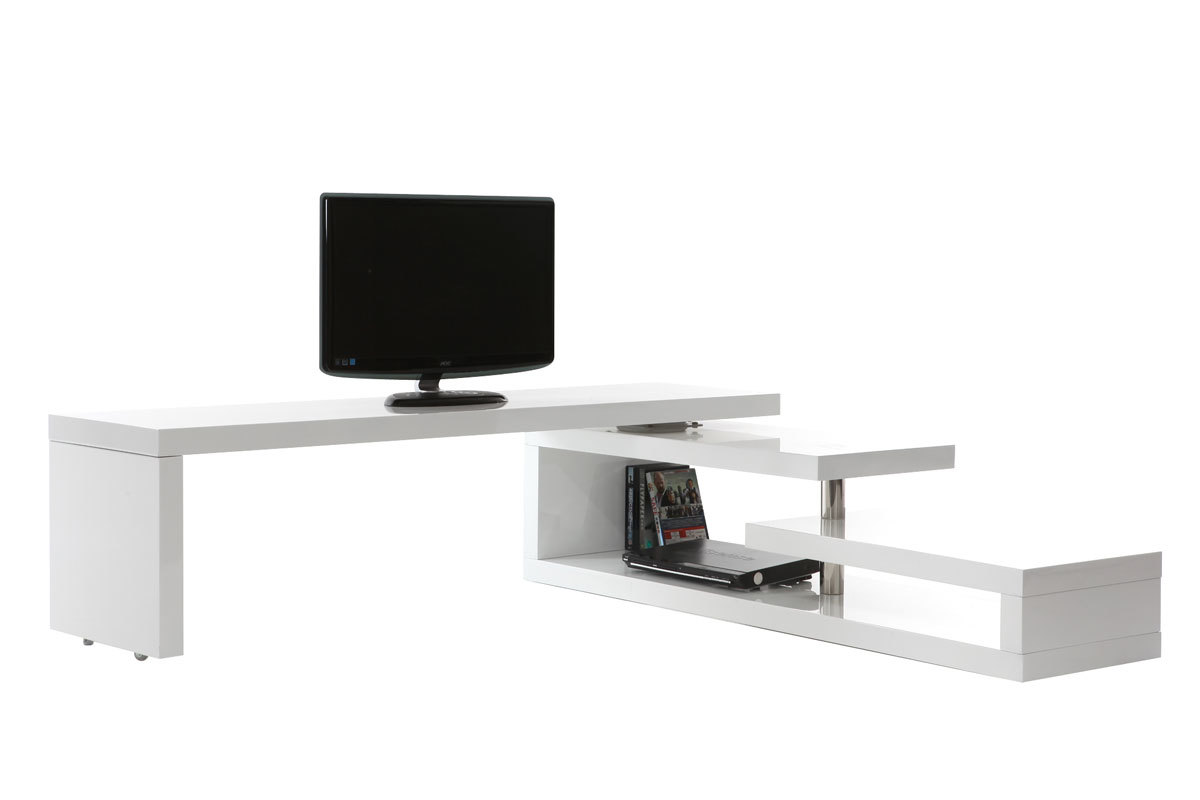 Mueble TV de diseo lacado blanco brillante giratorio MAX V2