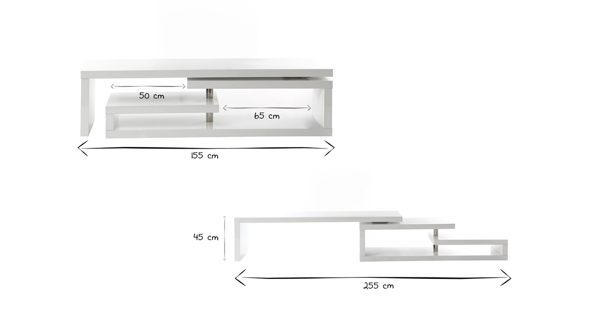 Mueble TV de diseo lacado blanco brillante giratorio MAX V2