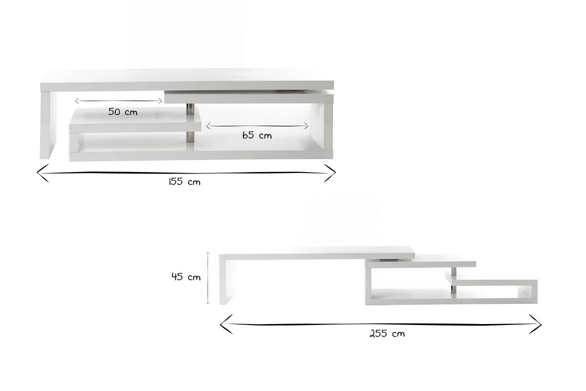 Mueble TV de diseo lacado blanco brillante giratorio MAX V2