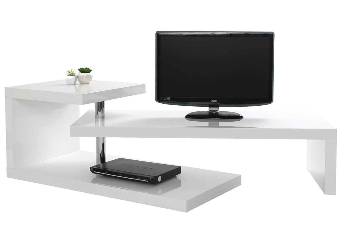 Mueble TV de diseo lacado blanco TURN