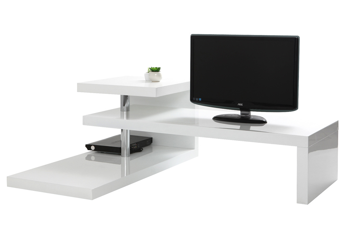 Mueble TV de diseo lacado blanco TURN