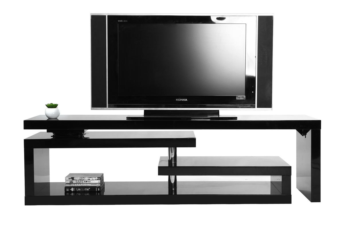 Mueble TV de diseo lacado negro giratorio MAX V2