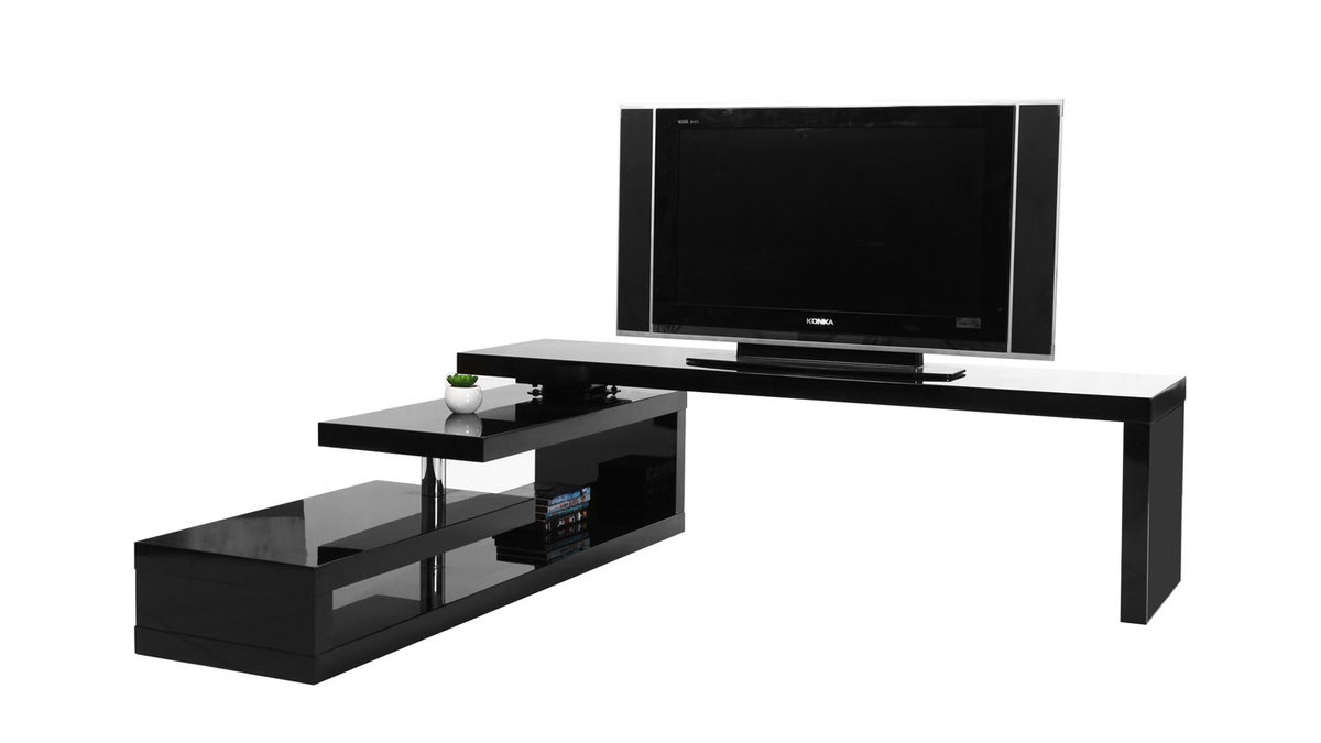 Mueble TV de diseo lacado negro giratorio MAX V2