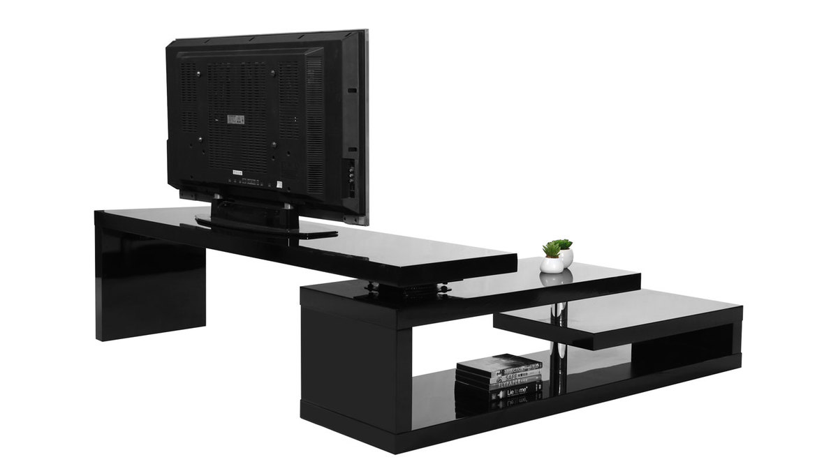 Mueble TV de diseo lacado negro giratorio MAX V2