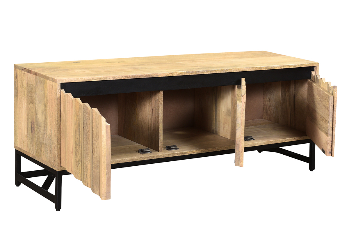 Mueble TV de madera de mango macizo y metal 130cm ESTY