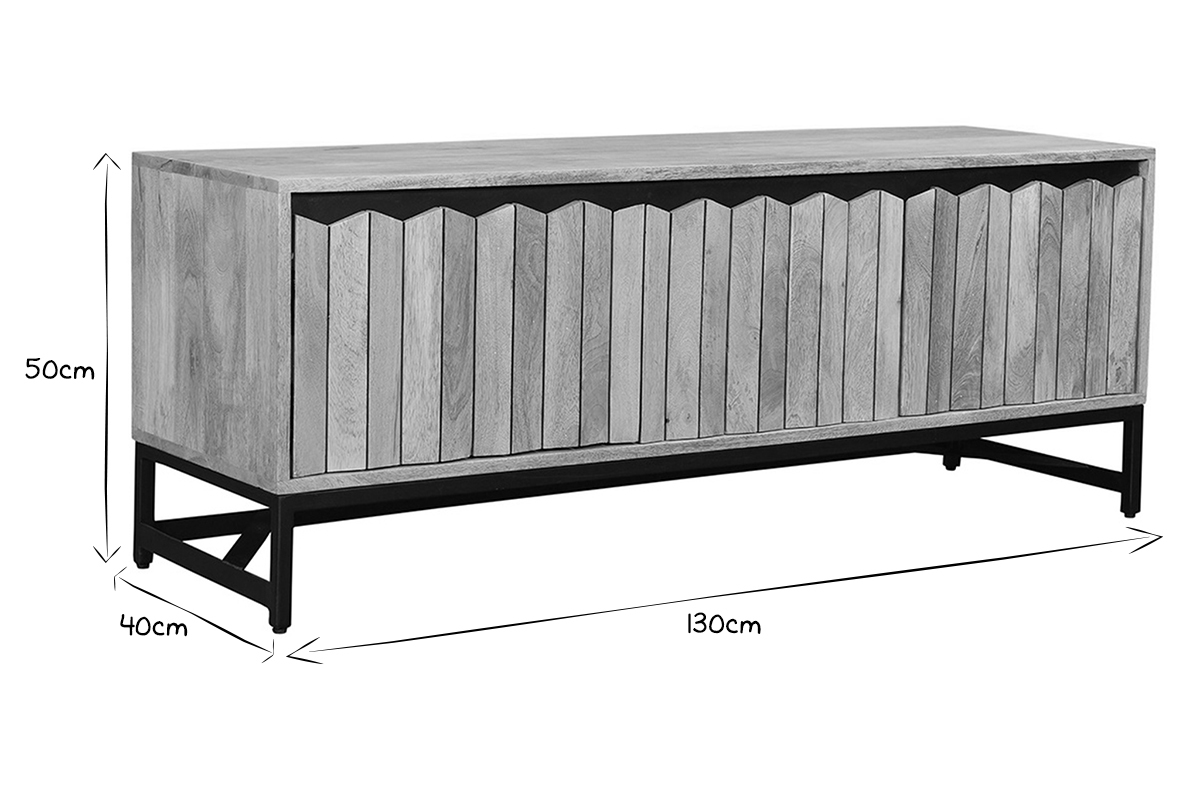 Mueble TV de madera de mango macizo y metal 130cm ESTY