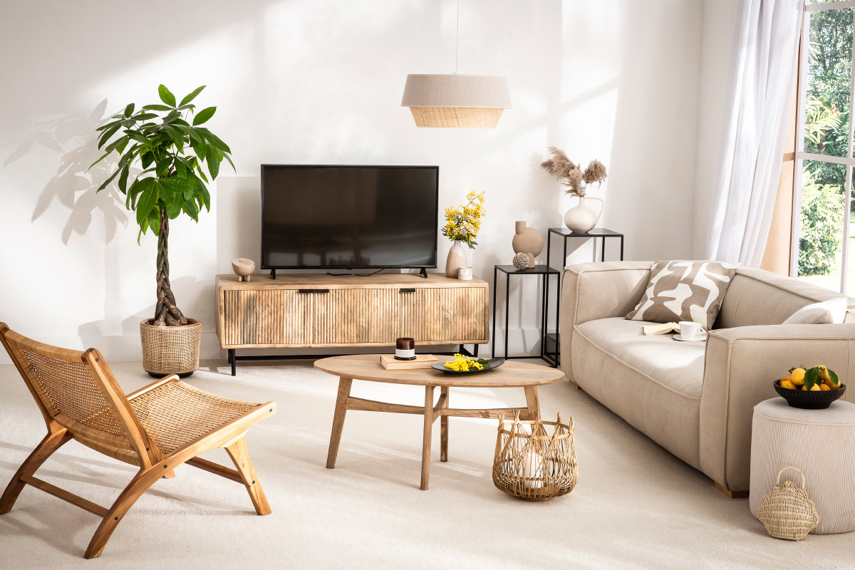 Mueble TV de madera de mango y metal 145cm JUNO