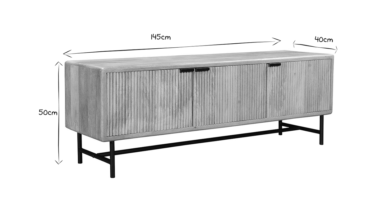 Mueble TV de madera de mango y metal 145cm JUNO