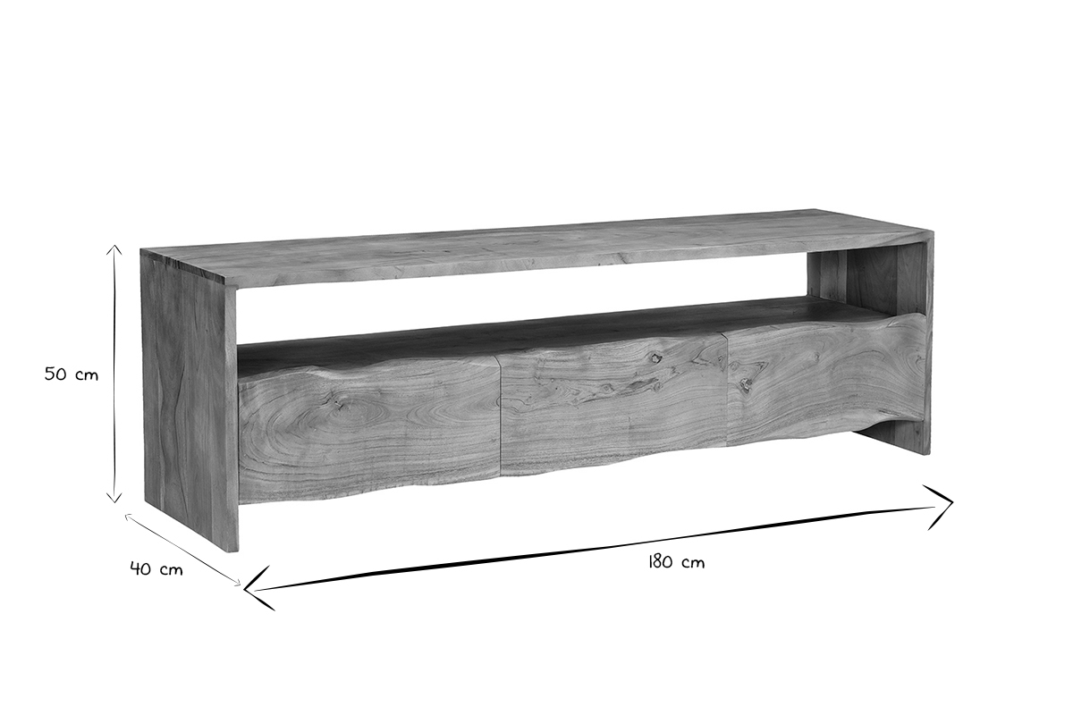 Mueble TV de madera maciza con 3 cajones 180 cm BOHEMIAN