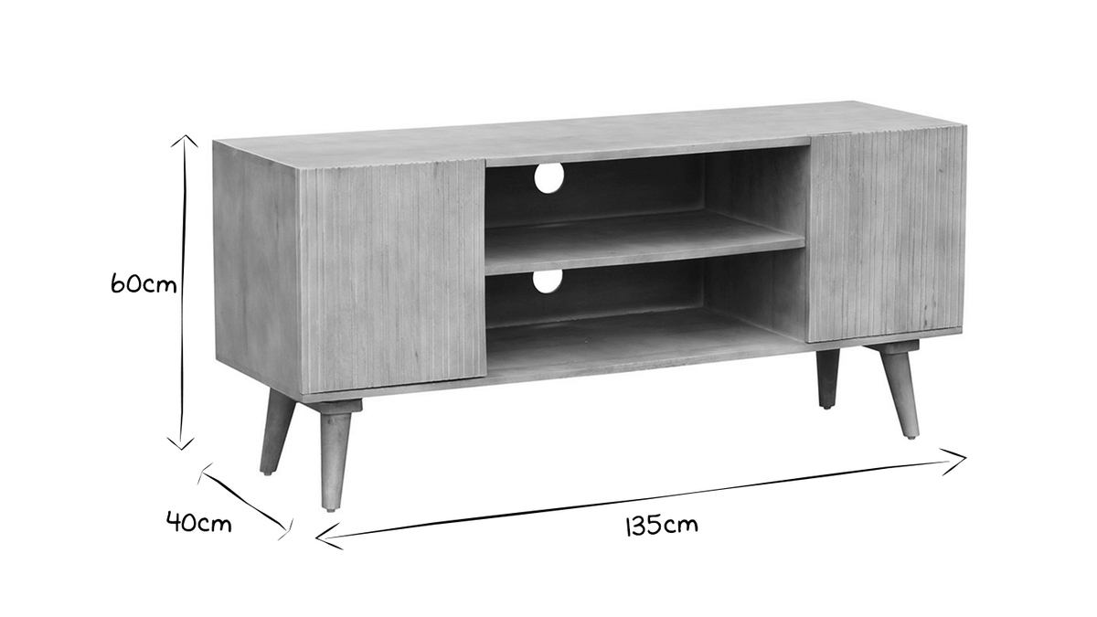 Mueble TV de madera maciza de mango 135cm RUBIA