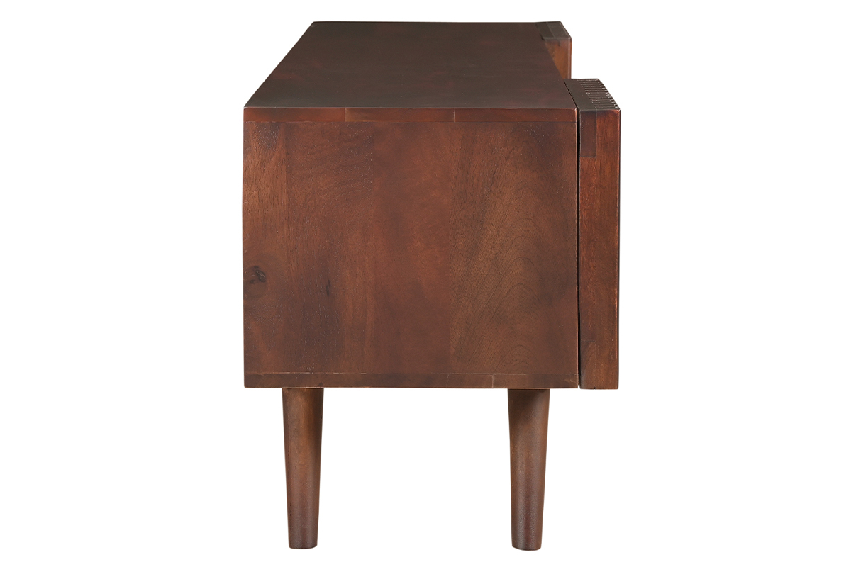 Mueble TV de madera maciza de mango oscuro con puertas correderas 140 cm ALBA