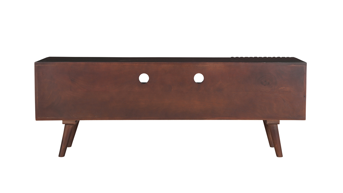 Mueble TV de madera maciza de mango oscuro con puertas correderas 140 cm ALBA