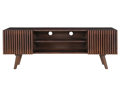 Mueble TV de madera maciza de mango oscuro con puertas correderas 140 cm ALBA