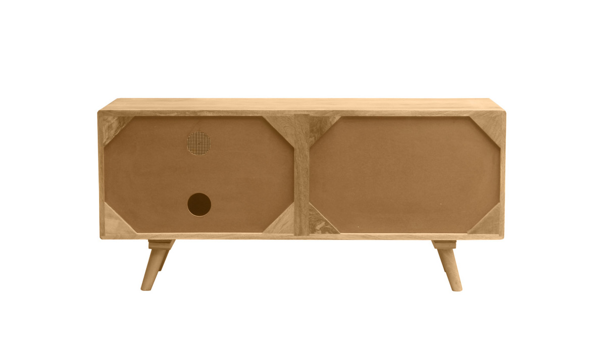 Mueble TV de madera maciza de mango y caa de ratn 110 cm ACANGE
