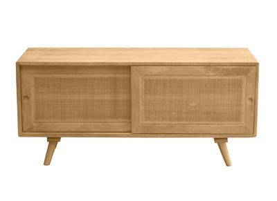 Mueble TV de madera maciza de mango y caña de ratán 110 cm ACANGE