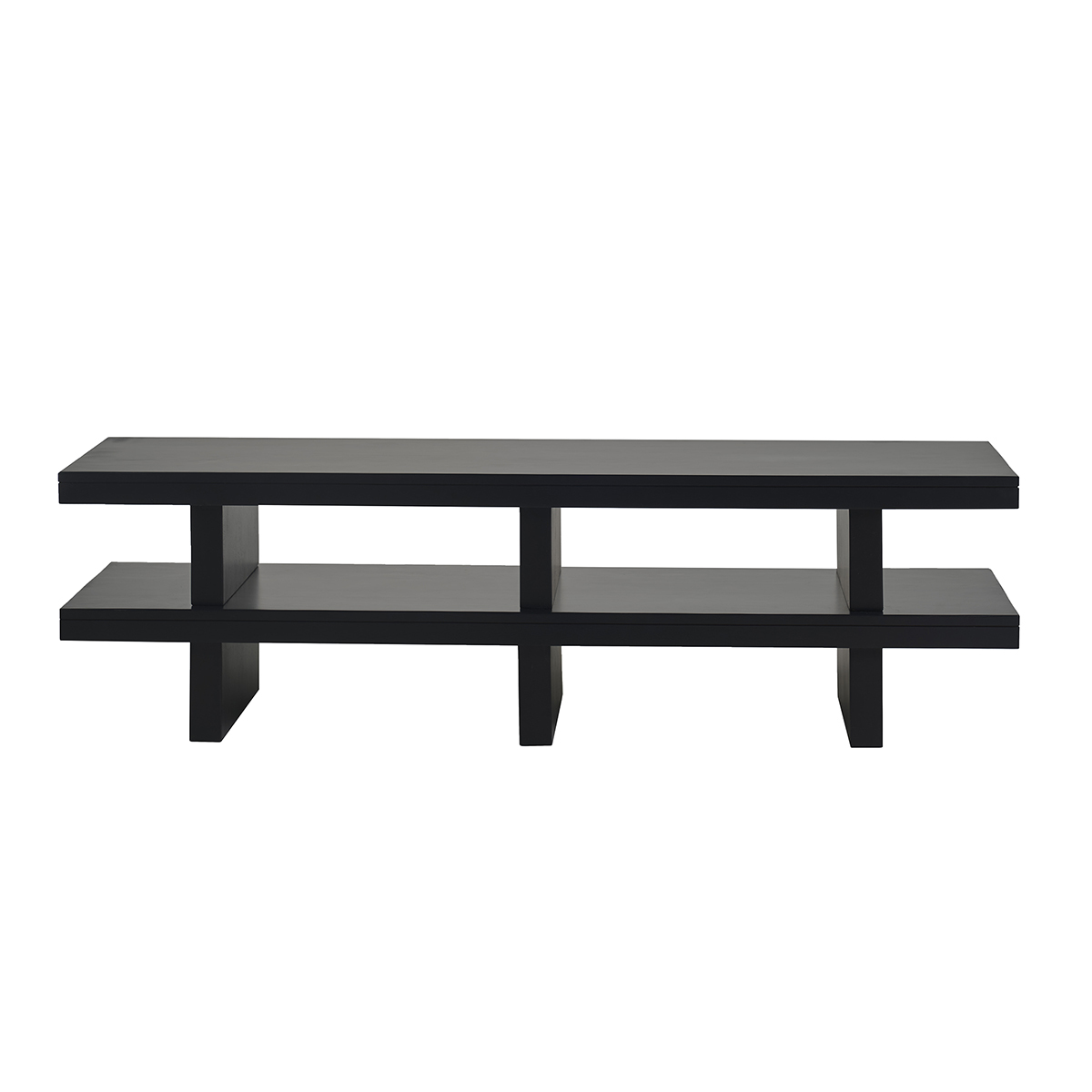 Mueble TV de madera maciza negro L145 cm NALO