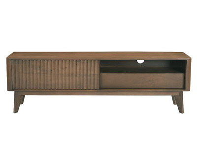 Mueble TV de madera oscura de mango macizo con puerta corredera L160 cm ALDA