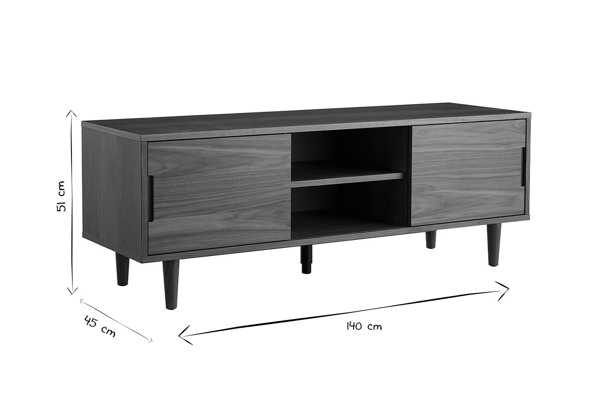 Mueble TV de nogal con puertas correderas 140 RYDD