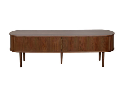 Mueble TV de nogal oscuro con almacenaje y 2 puertas correderas 180 cm EPIC