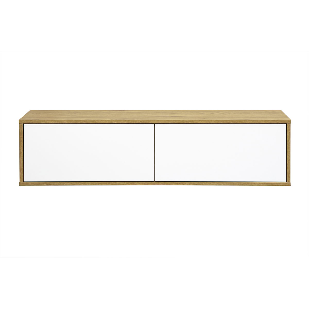 Mueble TV de pared acabado blanco y madera clara roble L120 cm FLEXO