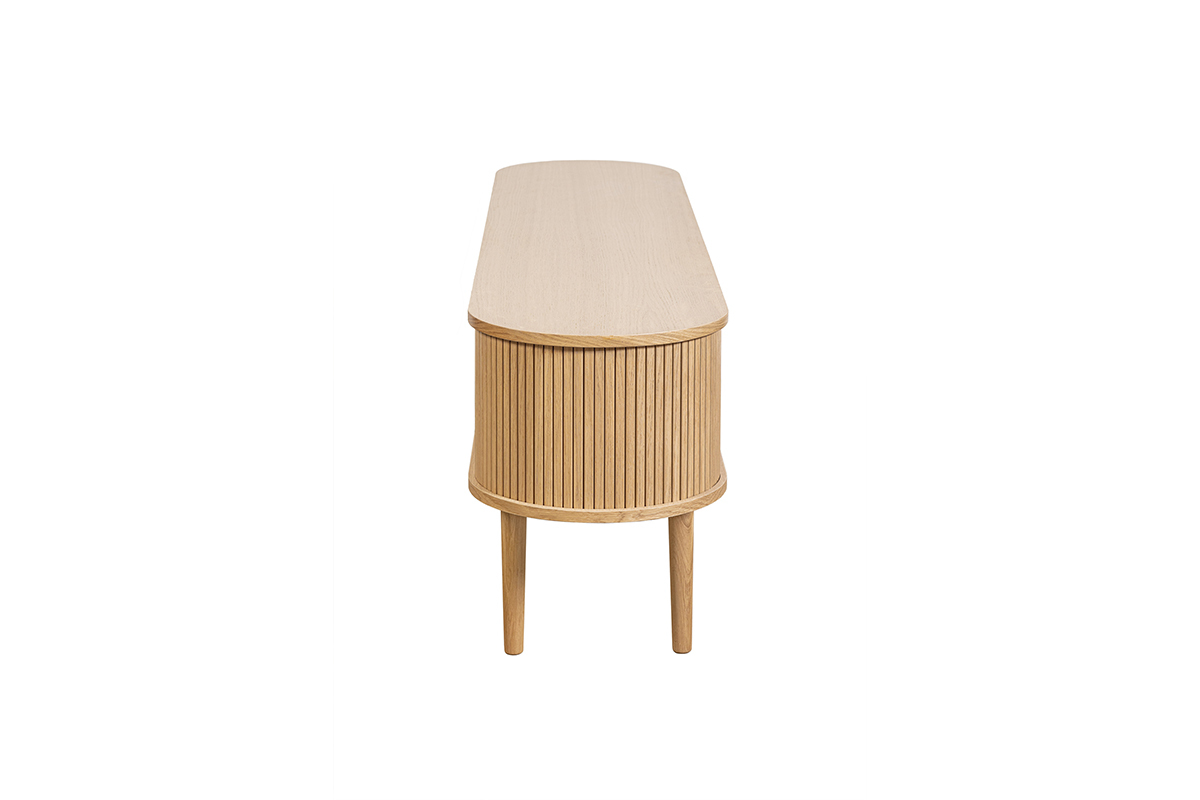 Mueble TV de roble claro con almacenaje y 2 puertas correderas 180 cm EPIC
