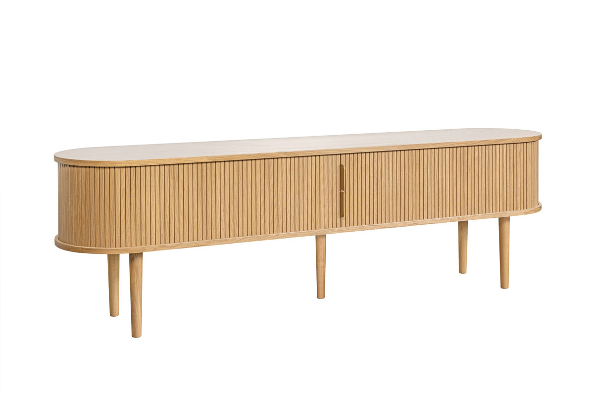 Mueble TV de roble claro con almacenaje y 2 puertas correderas 180 cm EPIC