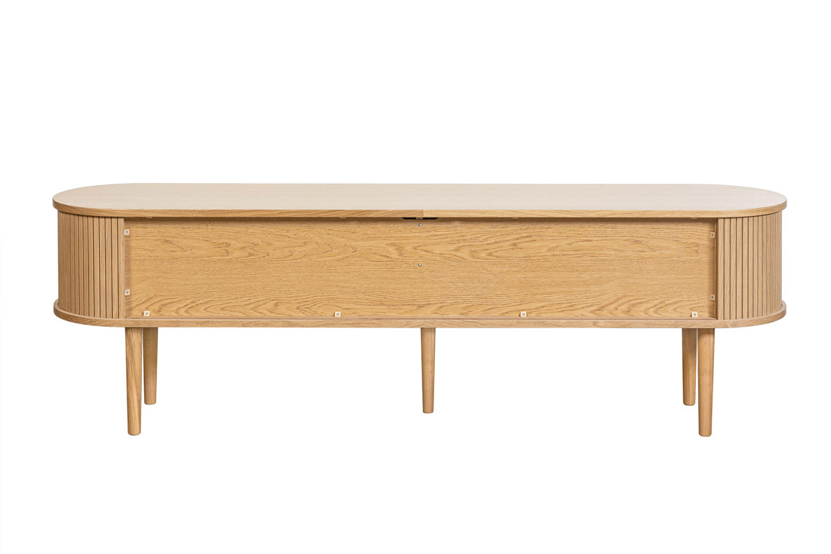Mueble TV de roble claro con almacenaje y 2 puertas correderas 180 cm EPIC