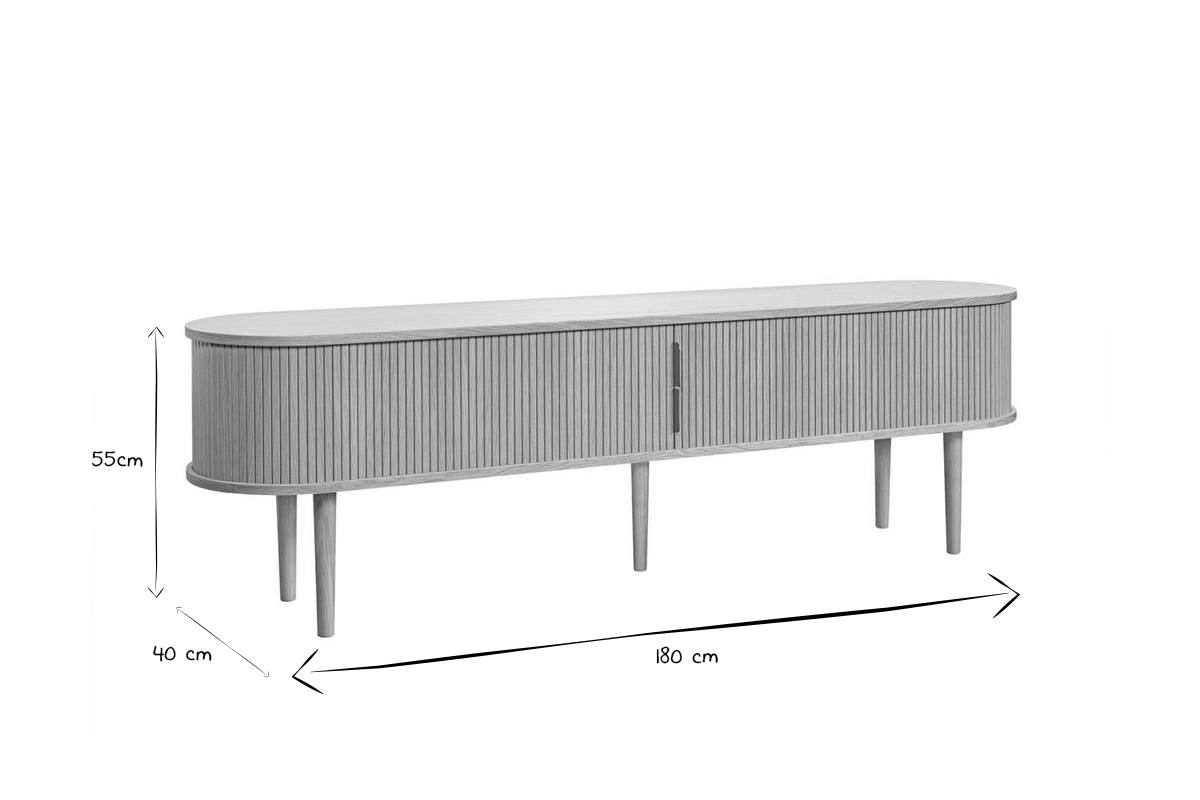 Mueble TV de roble claro con almacenaje y 2 puertas correderas 180 cm EPIC