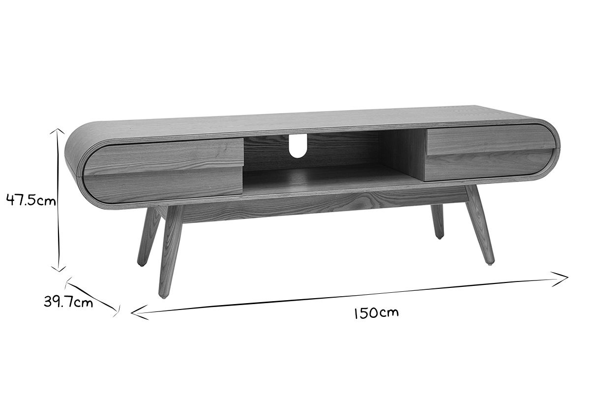 Mueble TV diseo 2 cajones fresno natural BALTIK