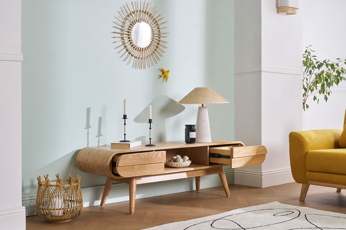 Mueble TV diseo 2 cajones fresno natural BALTIK