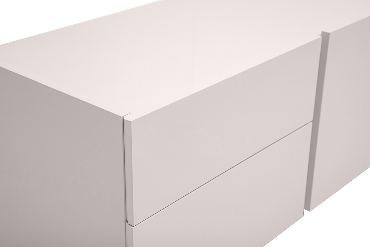 Mueble TV dise�o beige brillante con almacenamiento L199.8 cm ISAURE