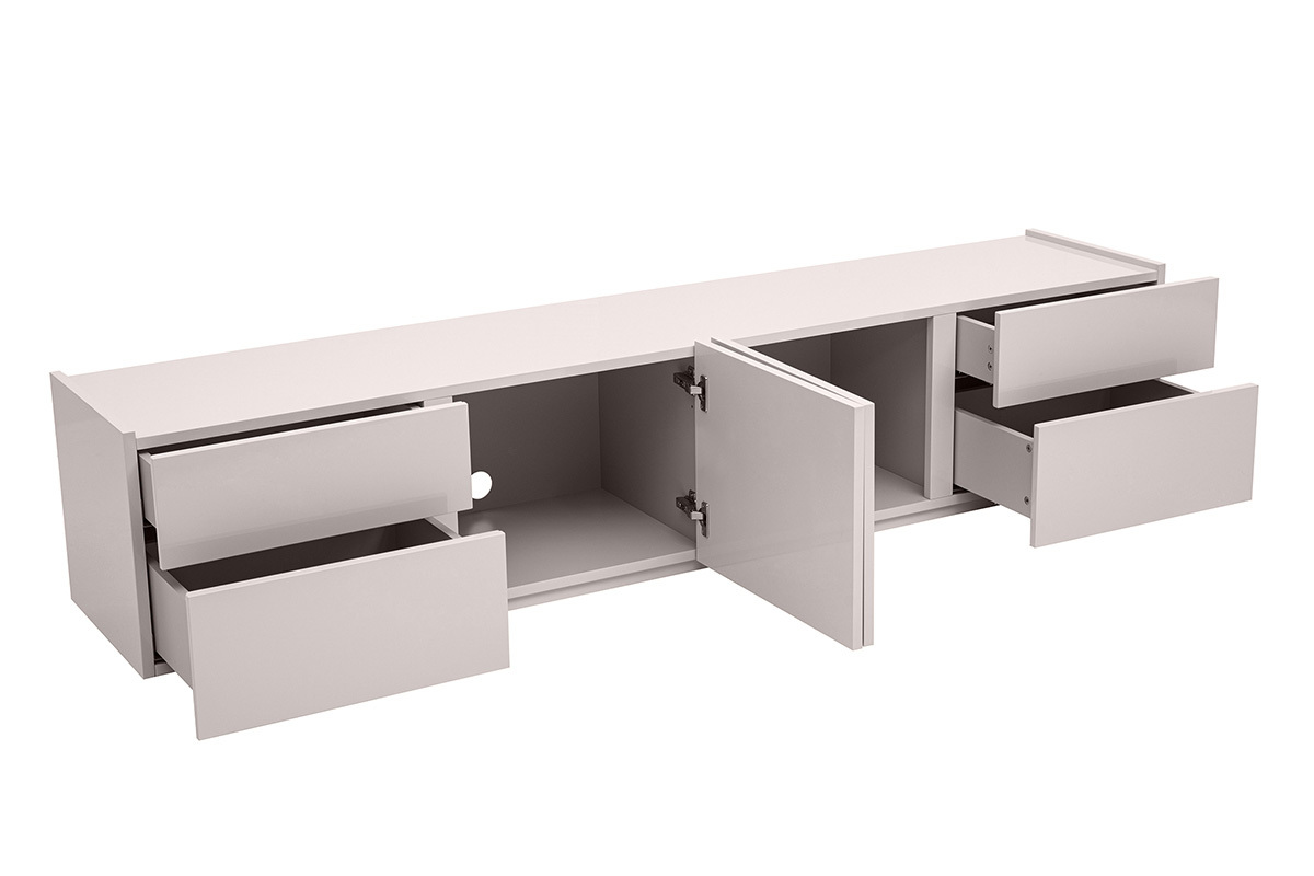 Mueble TV dise�o beige brillante con almacenamiento L199.8 cm ISAURE