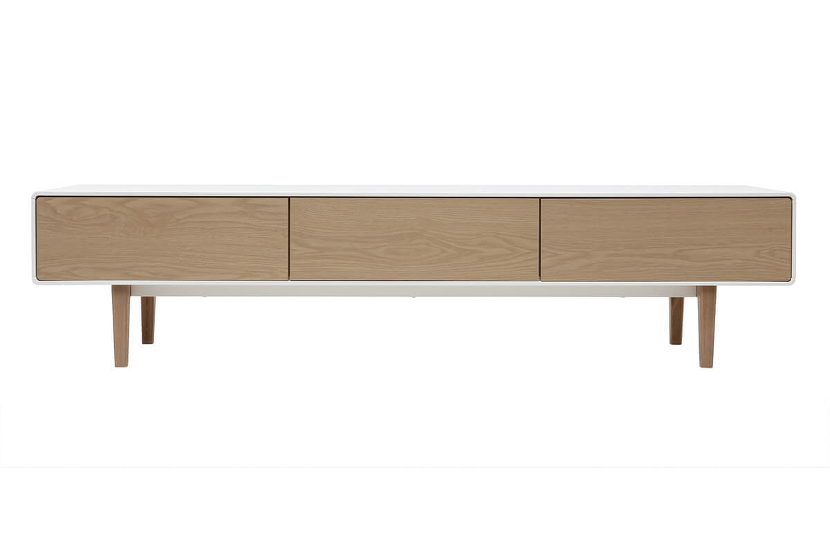 Mueble TV dise�o contempor�neo blanco y madera ROMY