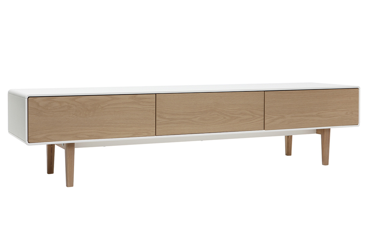 Mueble TV dise�o contempor�neo blanco y madera ROMY