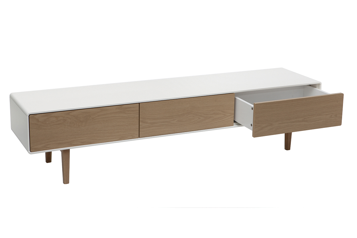 Mueble TV dise�o contempor�neo blanco y madera ROMY