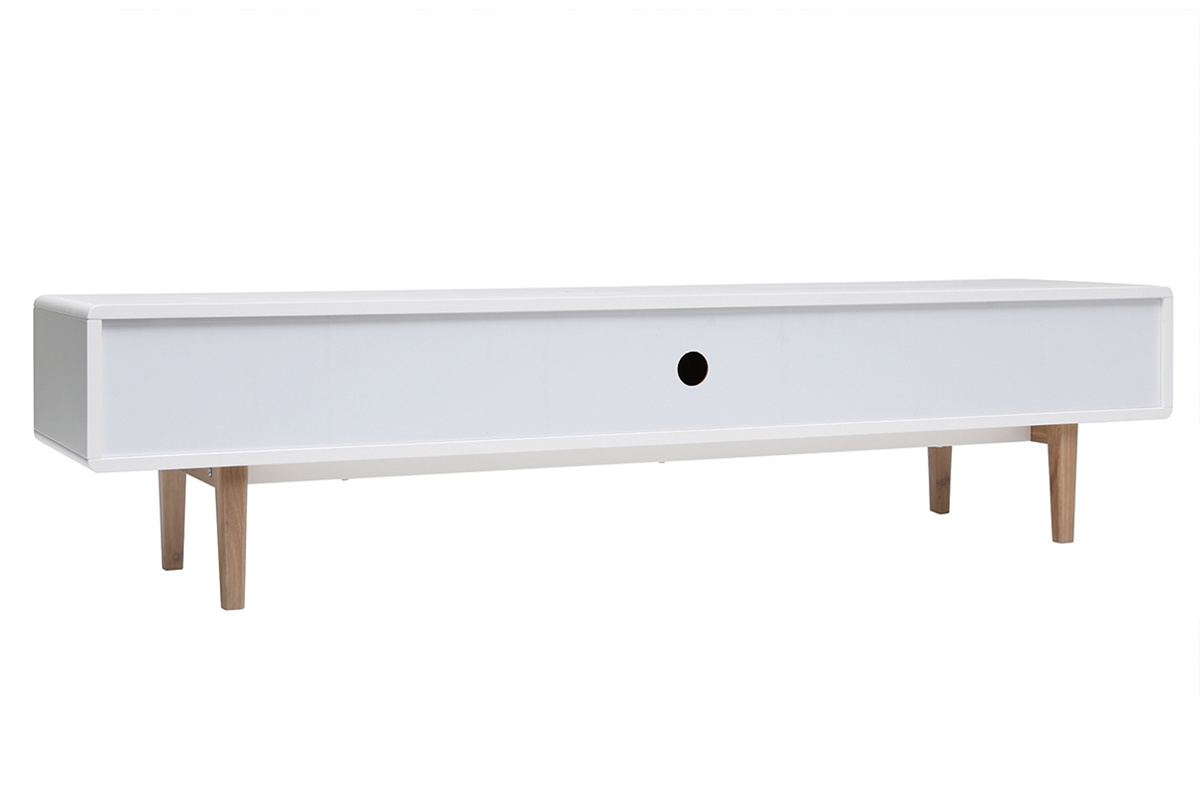 Mueble TV dise�o contempor�neo blanco y madera ROMY