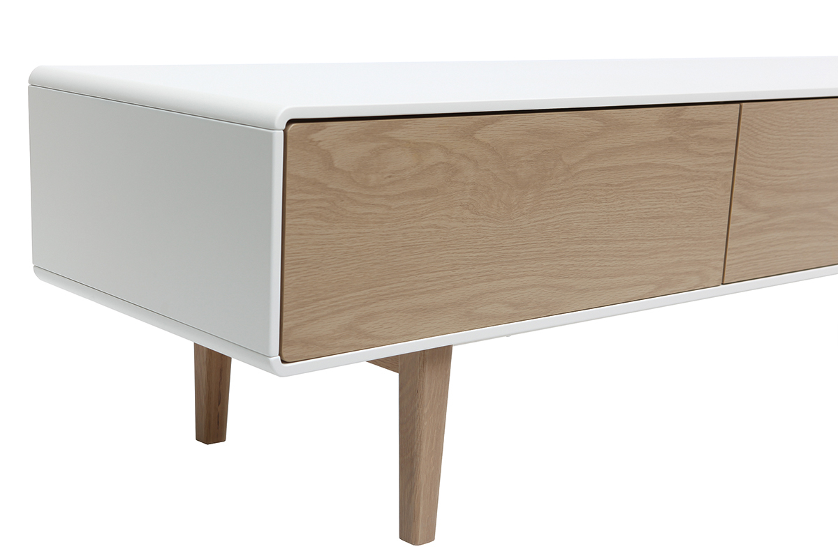 Mueble TV dise�o contempor�neo blanco y madera ROMY