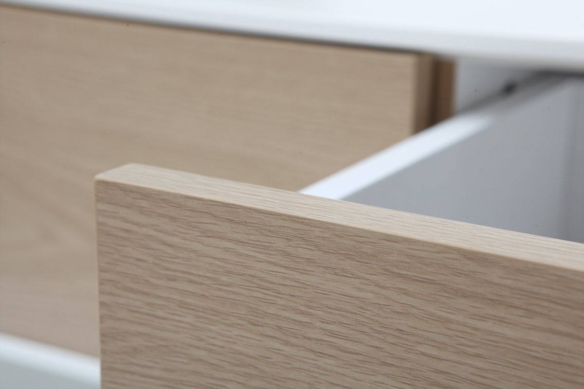 Mueble TV dise�o contempor�neo blanco y madera ROMY