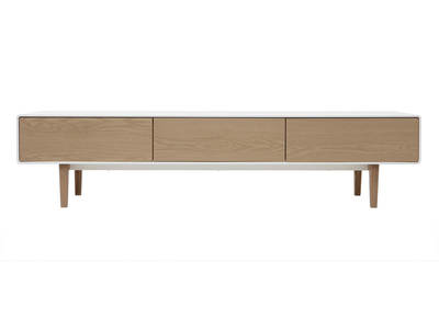 Mueble TV dise&ntilde;o contempor&aacute;neo blanco y madera ROMY