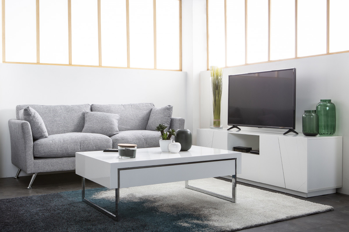 Mueble TV diseo lacado blanco mate ALESSIA