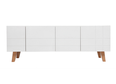 Mueble TV dise&ntilde;o lacado blanco mate y madera ADORNA