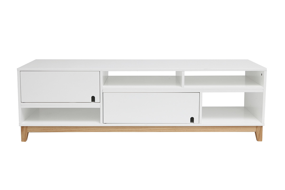 Mueble TV diseo lacado blanco mate y madera SKAL