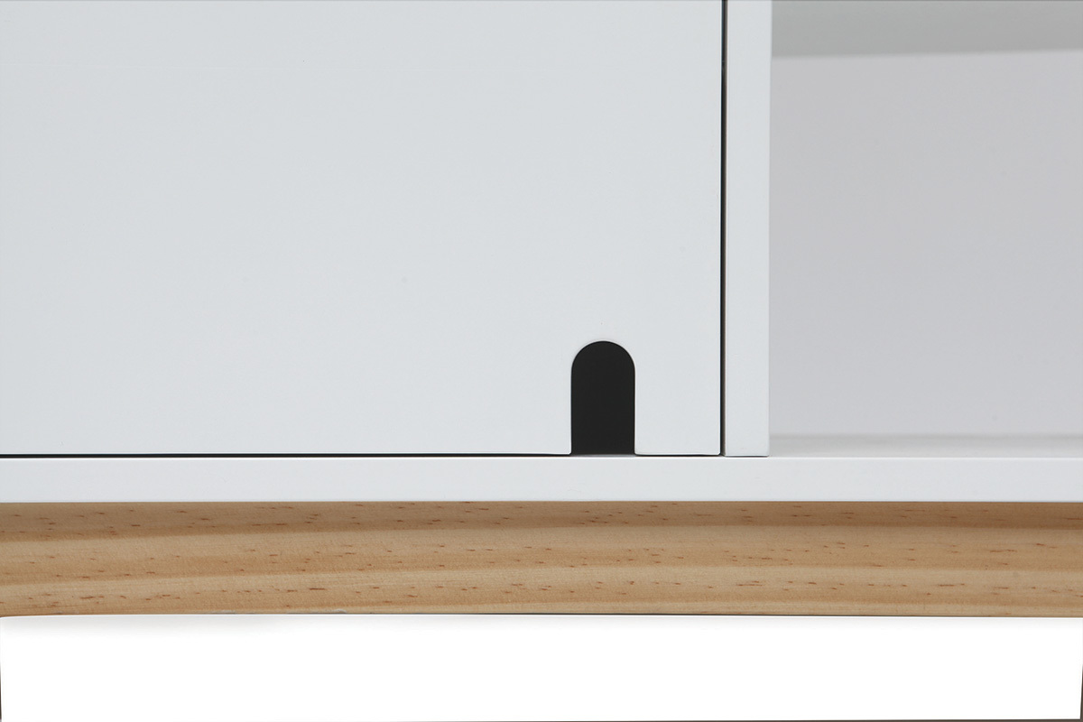 Mueble TV diseo lacado blanco mate y madera SKAL