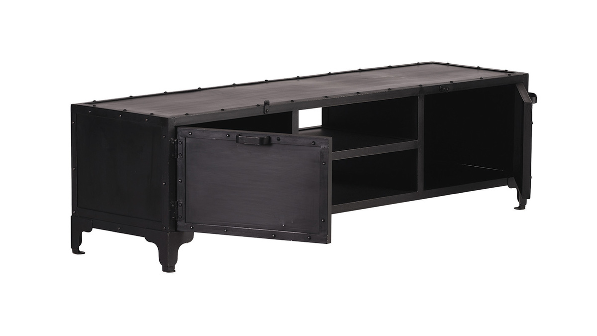 Mueble TV diseño metal negro 150cm FACTORY