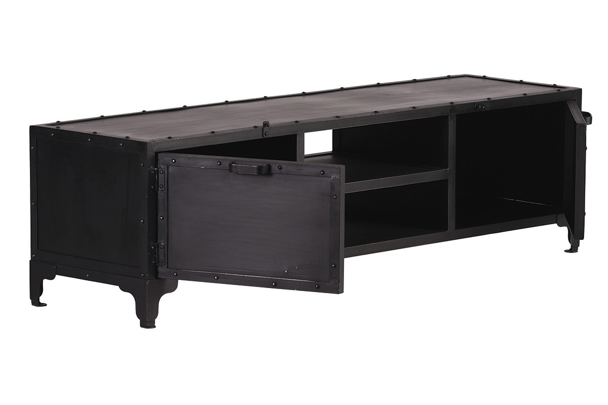 Mueble TV diseo metal negro 150cm FACTORY