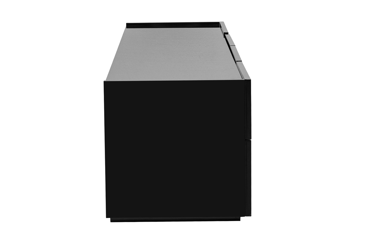 Mueble de TV negro brillante ISAURE, vista lateral.
