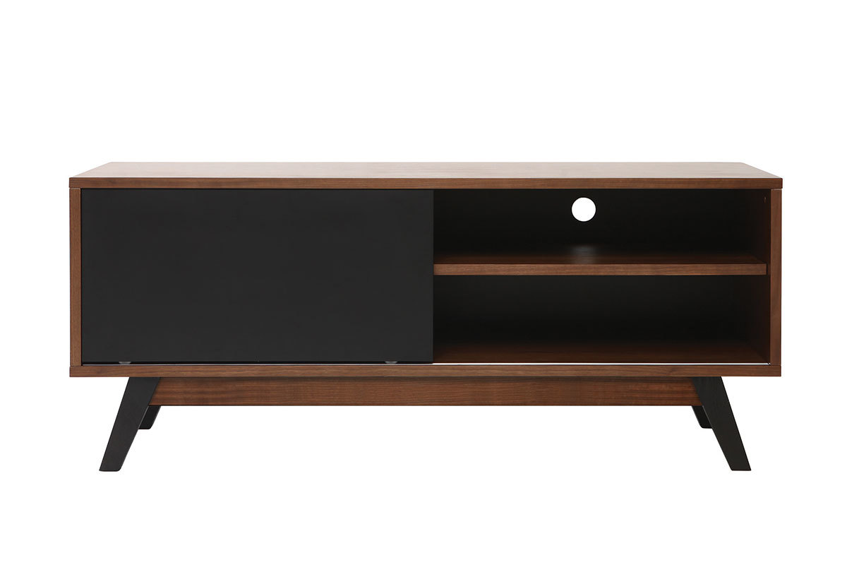 Mueble TV dise�o nogal y negro mate NORMA