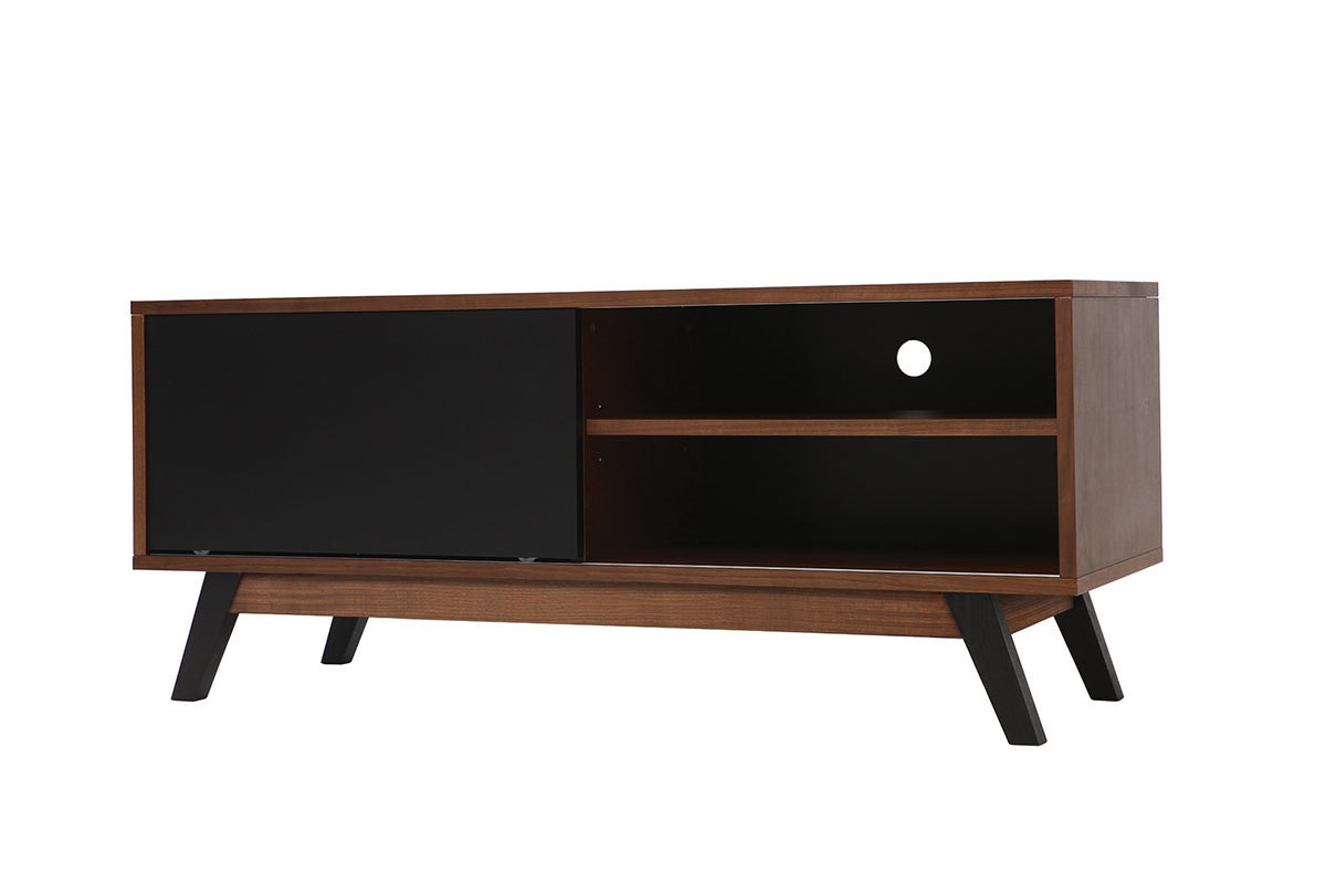 Mueble TV dise�o nogal y negro mate NORMA