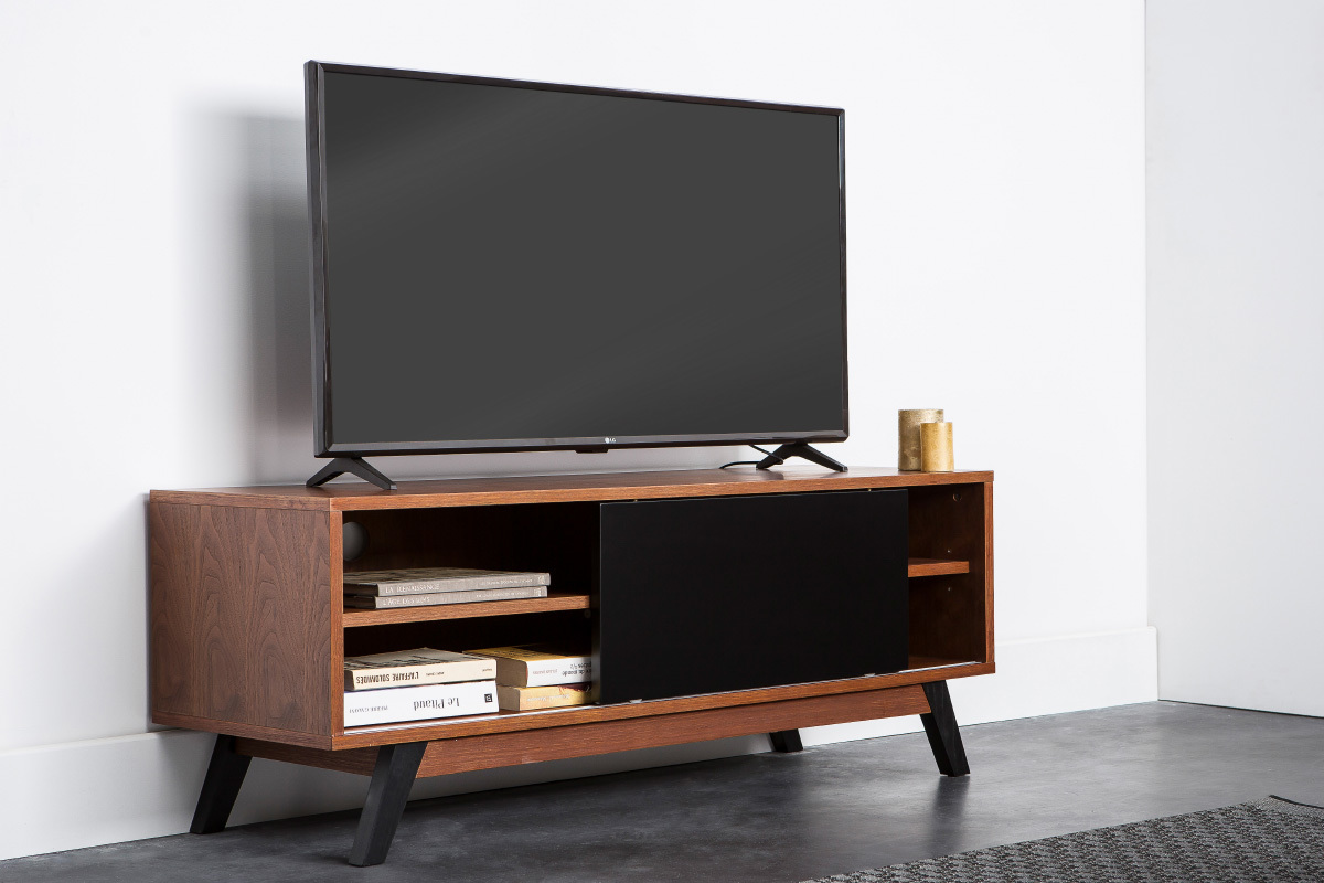 Mueble TV dise�o nogal y negro mate NORMA