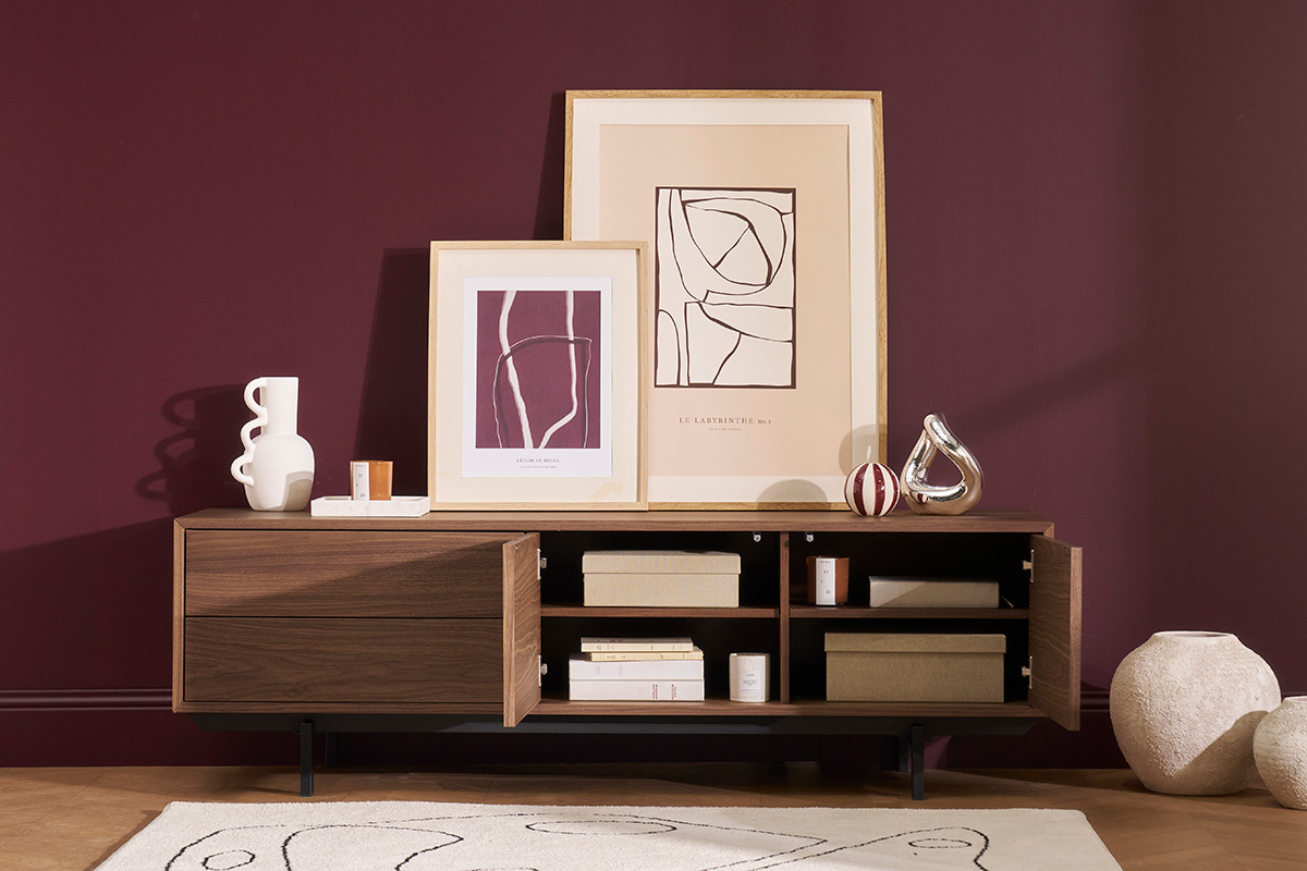 Mueble TV diseo vintage nogal MANNY